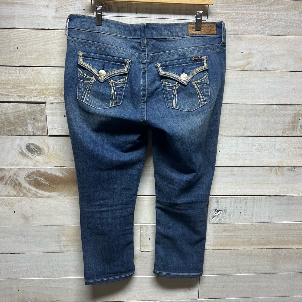 Seven 7 Premium Jeans Womens‎ Size 8 Denim Stretch Skinny Blue Medium Wash